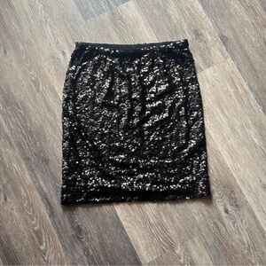 NY & Co. black sequins elastic waist bodycon skirt S